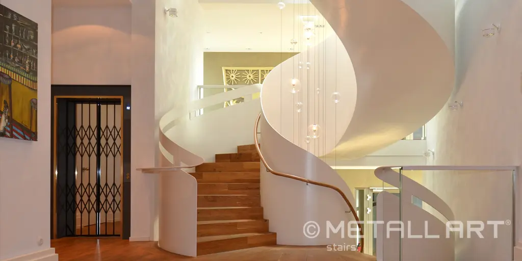 Grand staircase design with premium support by MetallArt