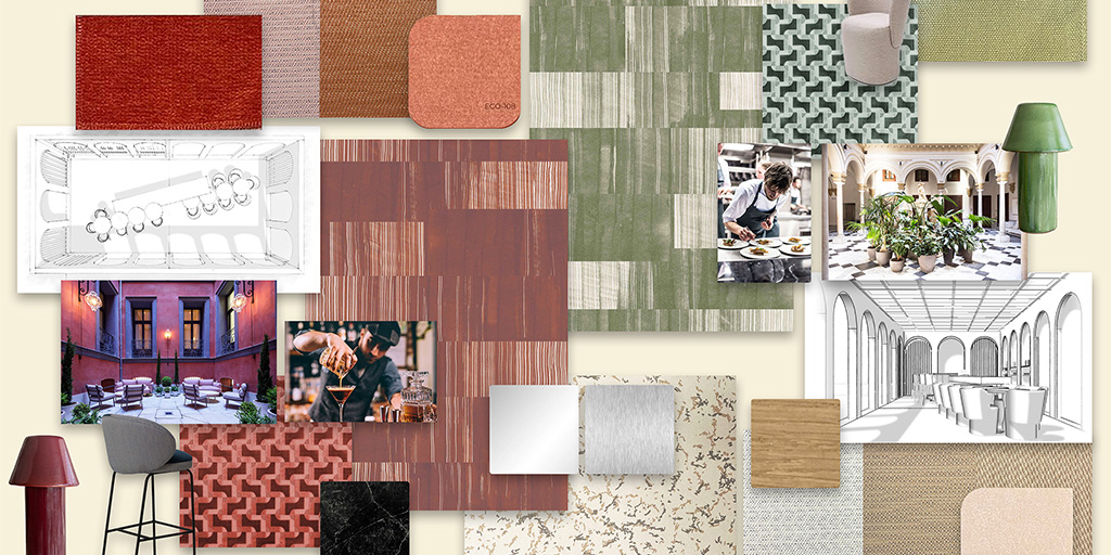 The moodboard inspired by the Genius Loci Concept Restaurant